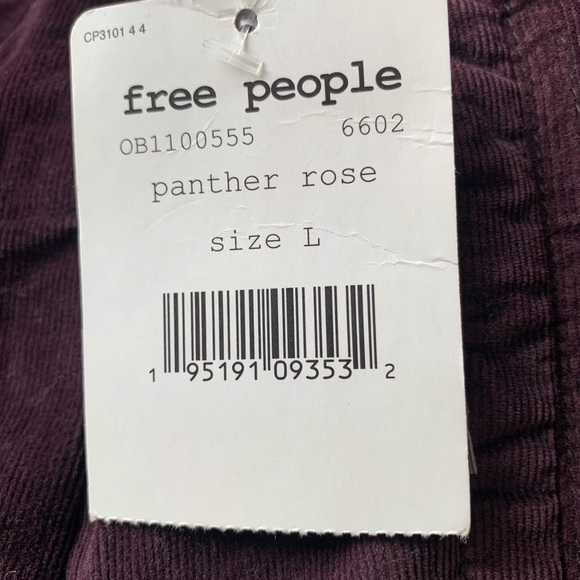 Free people corduroy pants. Plum coloured size large. NWT. - Picture 3 of 7